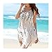 MG Collection White Boho Chic Crochet Swimsuit Cover Up / Sleeveless Beach Top
