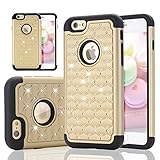 iPhone 6S Plus Case, ShuYo [Twinkle Series] Hard PC with Soft Rubber Heavy Duty Dual Layer Hybrid Armor Bling Diamond Defender Case Cover For iPhone 6 Plus / 6S Plus(5.5 inch) - Gold/Black