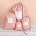 Storage Bag ,IEason Clearance Sale! 4Pcs Waterproof Nylon Travel Storage Bag Home Drawstring Organize Pouch (Pink)