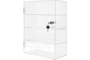 BGYUHWQ Acrylic Display Case, Clear 4-Tiers Lockable Box Organizer with Keys Freestanding Holder Storage Bin Countertop Showcase, Desktop Collectibles Showcase for Home Stores Office