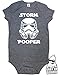 Daft Baby ~ Funny Storm Pooper Onesie Bodysuit & Baby on Board Sticker Charcoal Heather (6-Months)