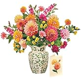 Freshcut Paper Dahlia Sunrise 14.5 Inch Life-Sized 3D Pop Up Cards &ndash; Greeting Card, Birthday, Mothers Day, Thank You, Gifts for Mom and Her &ndash; Includes Notecard and Envelope