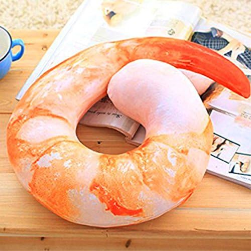 Jalaya New Creative 3D Shrimp Comfortable U-Shaped Neck Pillow Fashion Decorative Travel Pillow Home Decoration