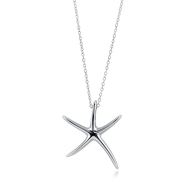 Designer Inspired Starfish Pendant Necklace Sterling Silver 925 18 inch Chain