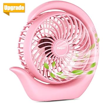 viniper Battery Operated Fan, Rechargeable Fan : 180° Rotation and 3 Speeds Strong Wind Portable USB Quiet Fan, Optimised Battery & Longer Working Hours, Strong Cooling (6.2 inch, Classic-Pink)