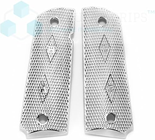 For Ruger, Colt, KIMBER, ROCK ISLAND, SPRINGFIELD, REMINGTON 1911 commander Nickel Plated Checkered Grips Screws