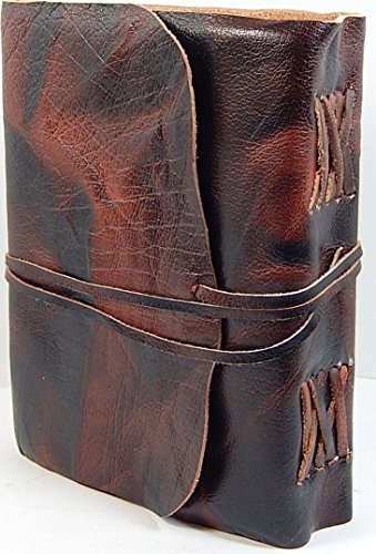 Vintage dark brown leather journal diary (handmade) wit…