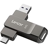 Lexar D40E 64GB Dual USB 3.2 Gen 1 Type-C Jump Drive, USB-C Flash Metal Housing Swivel Design Thumb Drive (Titanium Grey)