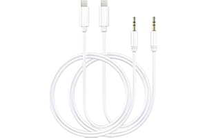 2 Pack Aux Cord for iPhone, 3.3ft [Apple MFi Certified] Veetone Lightning to 3.5mm AUX Audio Cable Compatible with iPhone 14 13 12 11 XS XR X 8 7 for Home Car Stereo/Headphone/Speaker, Support All iOS