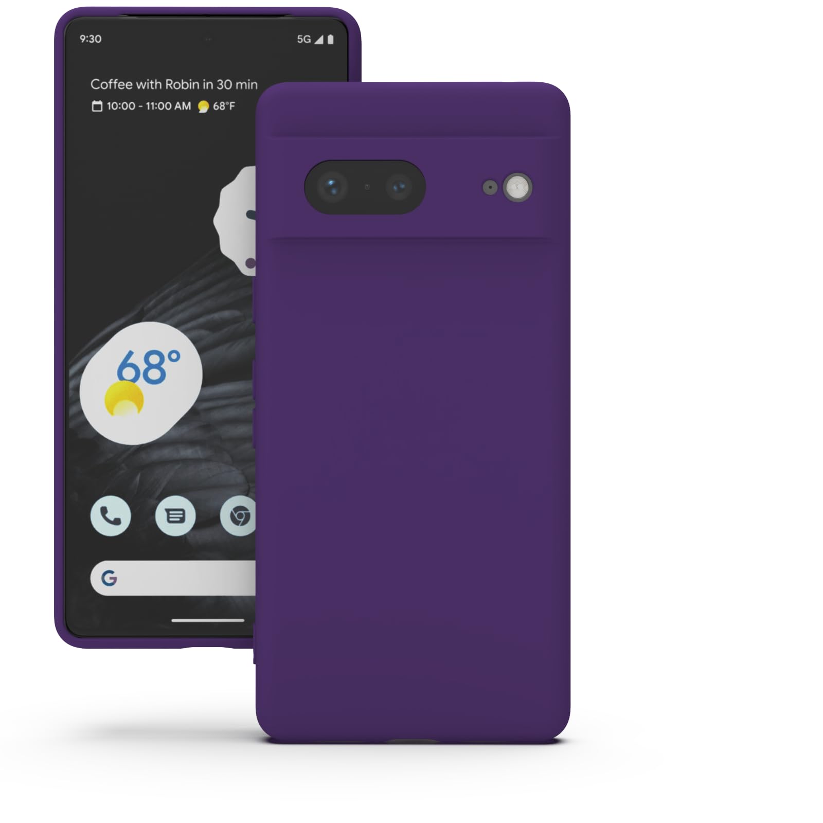 YATWIN Silicone Case for Google Pixel 7, Soft-Touch Phone Cover - Purple