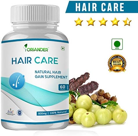 oriander 100% natural & organic hair care extract for hair loss, hair fall, baldness, hair problems 800 mg 60 capsules (pack of 1)