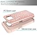LeYi Compatible with Galaxy S7 Case with Glass Screen Protector [2 Pack], Glitter Bling Girls Women [PC Silicone Leather] Dual Layer Heavy Duty Phone Case for Samsung Galaxy S7 (2016) TP Rose Gold