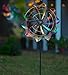 Plow & Hearth Solar Lighted 18 LEDs Flower Metal Wind Spinner | Antique | Bi-Direction Rotors | Dual-Motion | Over 6ft Tall | Easy Assembly