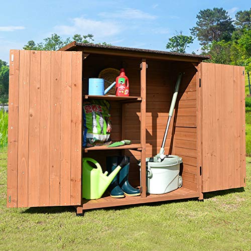 ZHOUAICHENG Outdoor Holz Gartenschrank Lagerung Schuppen Schrank Werkzeugschrank für wasserdichte Sonnencreme Innenhof… – Bild 3