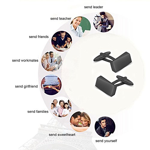 Merit Ocean Black Classic Cufflinks for Men Stainless Steel Wedding Business Gifts - Thumbnail 6