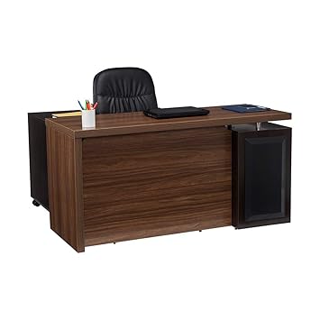 Durian Clint/B Office Table (Matte Finish, Brown)