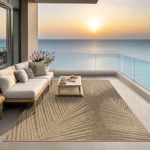 the carpet Kansas Outdoor Teppich – Wetterfester Indoor & Outdoor Teppich im Jute-Look für Balkon, Terrasse, Garten, Wohnzimmer & Esszimmer, pflegelei