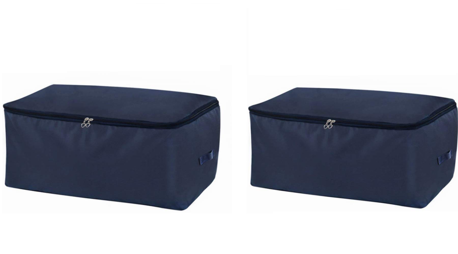 Clothes Storage Bag 105L Large Capacity Organizer with Reinforced Handle Thick Fabric for Comforters, Duvets, Blankets, Bedding, Foldable with Sturdy Zipper, Comfortable No-Smell,2 Pack,Navy Blue
