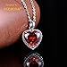 NEEMODA Womens White Gold Plated Heart Pendant Necklace with Red AAA Cubic Zirconia Fashion Jewelry