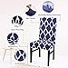 YIMEIS Stretch Geometric Printed Dining Chair Protector Cover, Removable Washable Short Slipcover for Hotel, Dining Room, Ceremony, Office, Banquet, Wedding Party (Pack of 4, Navy)