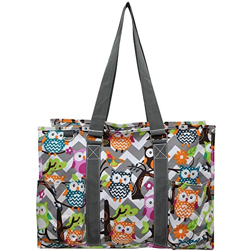 N. Gil All Purpose Organizer 18" Large Utility Tote Bag 3 (Chevron Owl