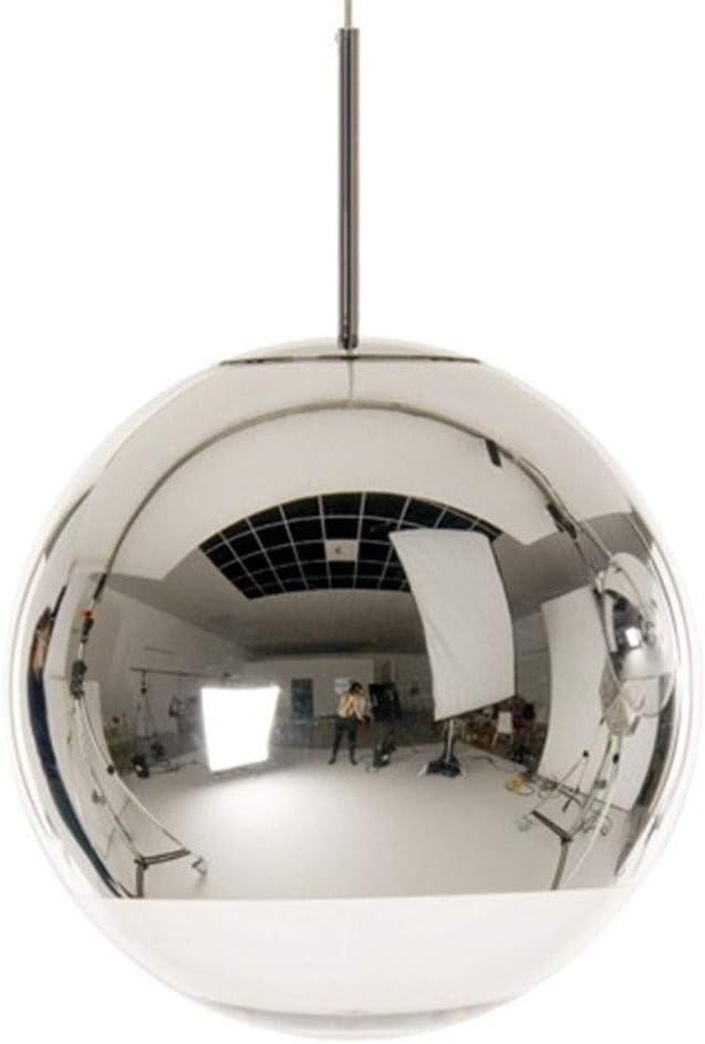 Risjc Creative Chrome Mirror Ball Suspension Light Luxurious Glass Globe Pendant Lamp Chandelier E27 Restaurant Kitchen Island Bar Decor Ceiling Hanging Lamp (Size : Diameter 25cm)