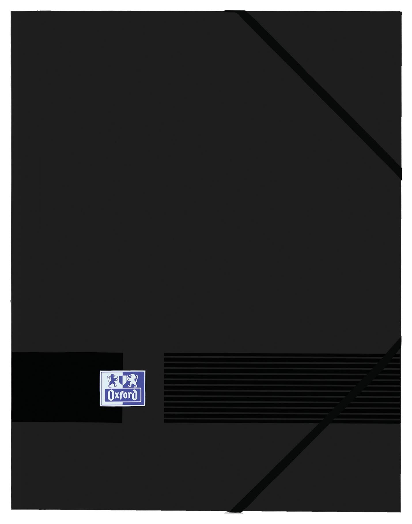 Oxford Live&Go, A4 Opaque Plastic Folder, 3 Flapels and Elastic Rubber Closure, Pack of 10 Folders, Black