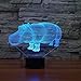 BABYGO 3D Illusion Night Light Animals Hippopotamus Shapes USB Power 7 Colors Change Optical Illusion Led Lamp For Home Decoration Kidroom Children