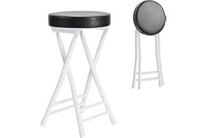 H HOMEWINS Cushioned Padded Folding Stool,23.6-Inch Counter Height Bar Stool,Portable Folding Stool with Handle for Fishing Hiking Gardening Travel BBQ