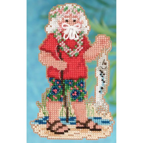 Tahiti Santa Beaded Counted Cross Stitch Kit MH202302 Mill Hill 2012 Tropical Santas