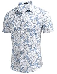 COOFANDY Mens Beach Shirts Linen Hawaiian Shirts