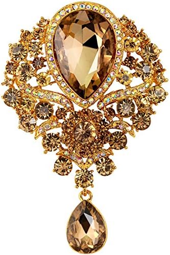 Bai You Mei Womens Classic Style Sparkle Big Crystal Brooch Pin Crystal Rhinestone Jewelry