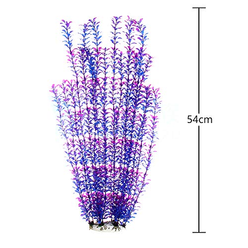 Norgail Large Aquarium Plants Artificial Plastic Fish Tank Plants Decoration Ornaments Safe for All Fish 20 Inches Tall (Purple)