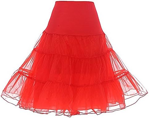 Xqmdress Women's 50s Rockabilly Tutu Skirt Short Petticoat Red Large
