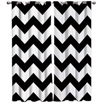 Amazon Com T H Home Black White Chevron Curtains Zig Zag Pattern