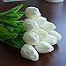 Montout 12PCS/Set PU Stunning Holland Tulip Flower Real Touch Artificial Silk Flowers Arrangement Bouquet Home Room Office Wedding Party Decor (White)