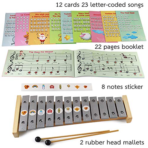 Glockenspiel 12 notes PlaybyPictures Xylophone Sheet Music Book