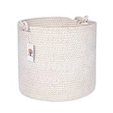 Round Woven Cotton Rope Basket: Living Room, Nursery, Laundry Hamper, Towel/ Pillow/ Blanket Storage, Toy Bin; Decorative Baskets, Baskets for Organizing (EFA Baby)