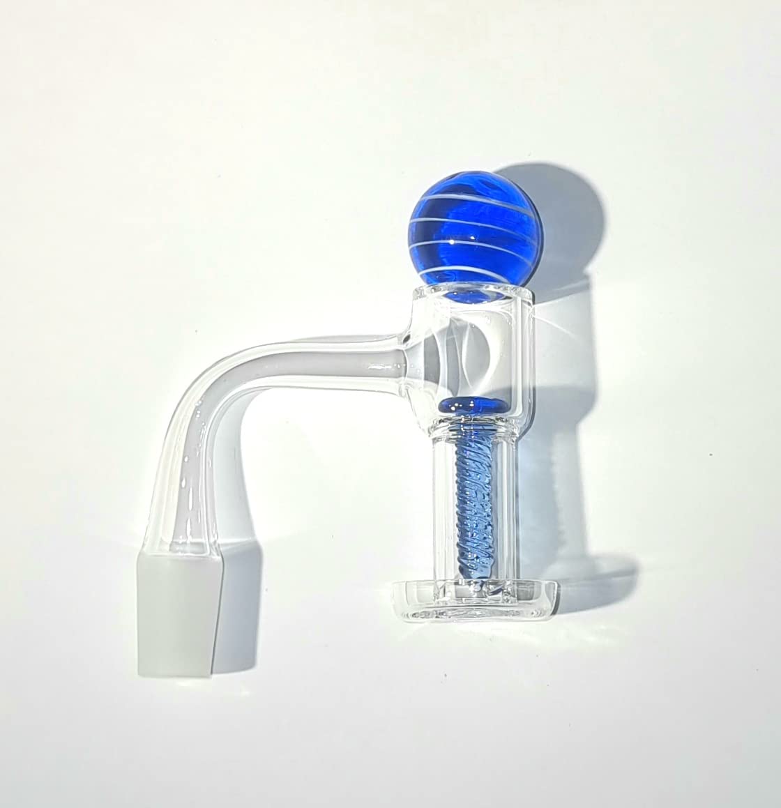 Quartz Terp Slurper Banger Set - 22mm Marble - Terp Screw (14mm Male, Blue)