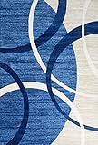 Persian-Rugs 3895 Blue Swirls 7'10 x10'6 Modern Abstract Area Rug Carpet