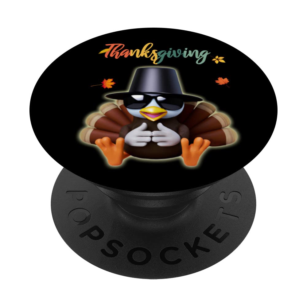 Turkey Pilgrim Hat Sunglasses Foliage Hand Sign THANKSGIVING PopSockets Swappable PopGrip