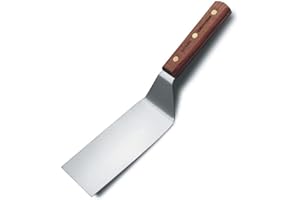 Dexter-Russell 19680, Traditional Hamburger Turner Grill Spatula, Stiff Offset 6” x 3” Stainless Steel Blade, Beveled Edges, Rosewood Handle with Brass Rivets, Made in USA