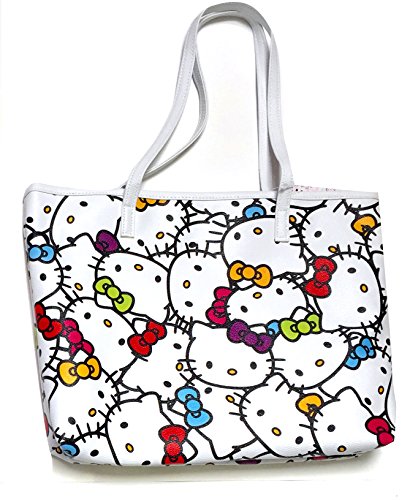 Hello Kitty Faux Leather Shoulder Tote Bag : Muti Color Faces