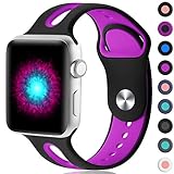 Haveda Sport Bands Compatible for Apple Watch 38mm/40mm, Soft Silicone Sport Strap Bands for Apple Watch, iWatch Series 4/3/2/1,Women Men Kids 38mm/40mm S/M Black/Purple