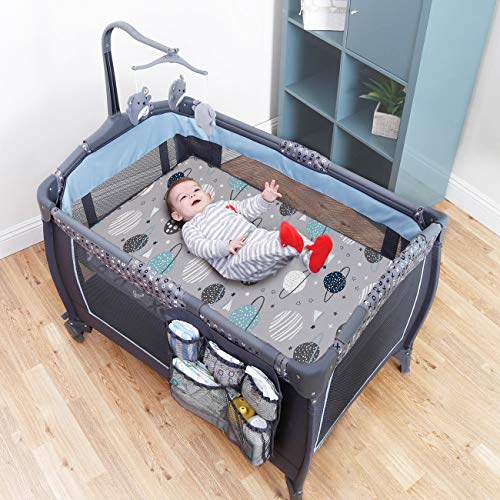 Pack n Play Sheets, BROLEX 2 Pack Mini Crib Sheets,Stretchy Portable