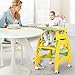 Costzon Baby High Chair, 3 in 1 Convertible Play Table Set, Booster Rocking Seat with Removable Feeding Tray, 5-Point Harness, Lockable Wheels (Yellow)