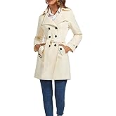 FARVALUE Women's Double Breasted Trench Coat Water Resistant Windbreaker Classic Belted Lapel Overcoat