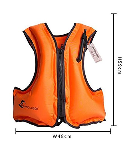 Kingswell Kids Inflatable Swim Vest Child Life Jacket Portable Buoyancy Safety Aid Vest For Swimming, Snorkeling, Diving-Orange