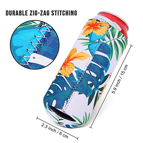 Hapythda Slim Can Sleeves - Insulated Neoprene Can Koozies Coolers Cover for 12oz Slim Drink Beer Bottle(4 PACK)