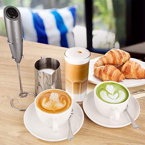 SIMPLETASTE Milchaufschäumer Elektrisch, Handheld Schaumbereiter mit 2 Batterie und Stab, Milk Frother für Cappuccino, Kugelsicherer Kaffee, Latte – Bild 6